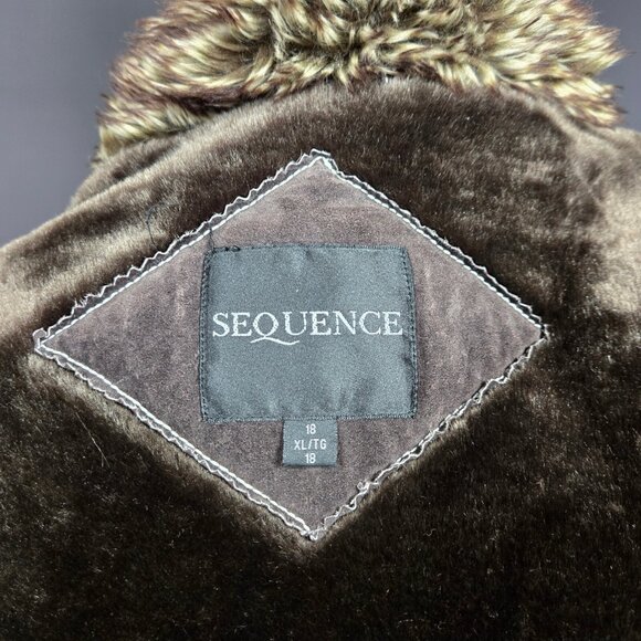 Y2K Penny Lane Coat Size XL Boho Brown Suede Leather Faux Fur Trim Long - Picture 14 of 15